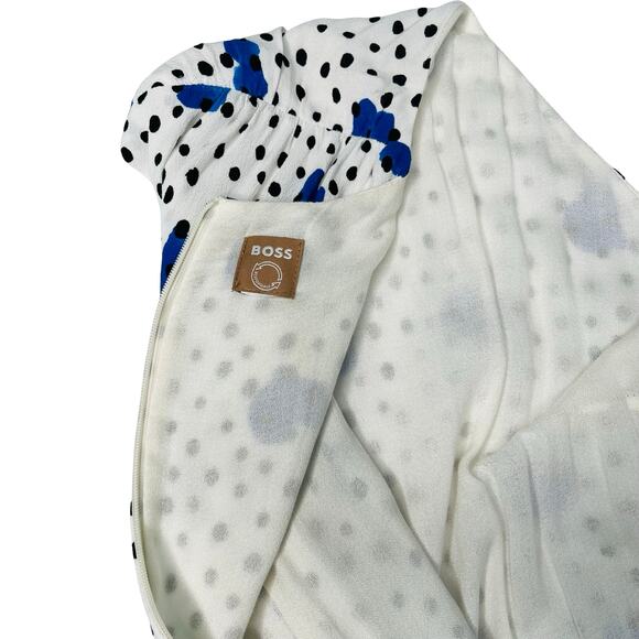 BOSS White Polka Dot Blue Desmala Dress Size US 8/M - Picture 8 of 8